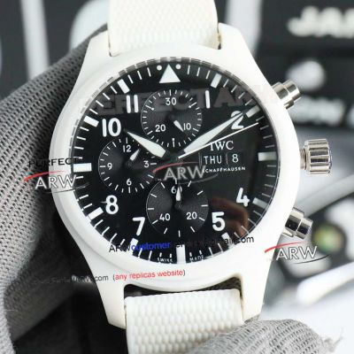 TW Factory Replica IWC Pilot's Chronograph Top Gun Lake Tahoe White Ceramic Watch 